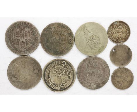 Mixed UK silver denominations, Victorian and Georgian. UK P&amp;P Group 0 (£6+VAT for the first lot and £1+VAT for subsequent