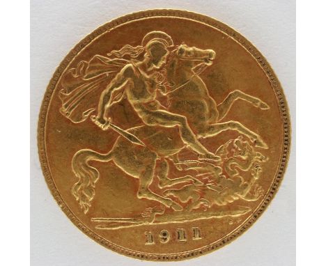 1911 half sovereign of George V, London mint. UK P&amp;P Group 0 (£6+VAT for the first lot and £1+VAT for subsequent lots) 