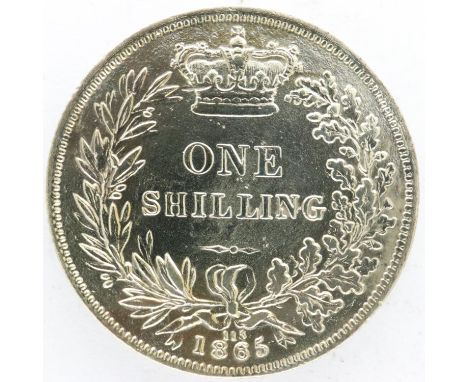 1865 silver shilling of Queen Victoria. UK P&amp;P Group 0 (£6+VAT for the first lot and £1+VAT for subsequent lots) 