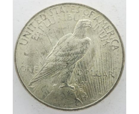 1923 American silver Peace dollar. UK P&amp;P Group 0 (£6+VAT for the first lot and £1+VAT for subsequent lots) 