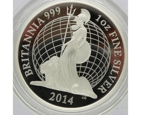 2014 1oz silver Britannia, boxed with CoA. UK P&amp;P Group 0 (£6+VAT for the first lot and £1+VAT for subsequent lots) 