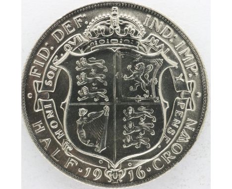 1916 - silver half crown of George V - aEF grade. UK P&amp;P Group 0 (£6+VAT for the first lot and £1+VAT for subsequent lots