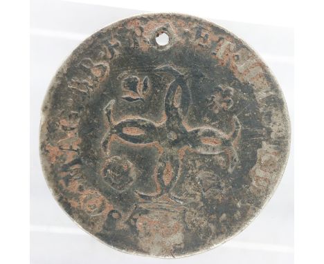 1680 silver sixpence of Charles II, holed. UK P&amp;P Group 0 (£6+VAT for the first lot and £1+VAT for subsequent lots) 