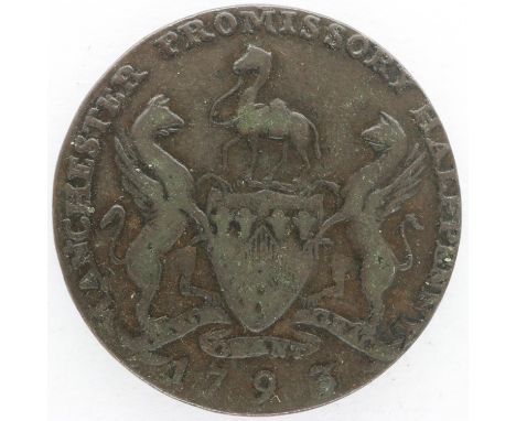 1793 East India halfpenny token: Manchester. UK P&amp;P Group 0 (£6+VAT for the first lot and £1+VAT for subsequent lots) 