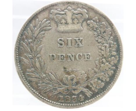 1834 silver sixpence of William IV. UK P&amp;P Group 0 (£6+VAT for the first lot and £1+VAT for subsequent lots) 