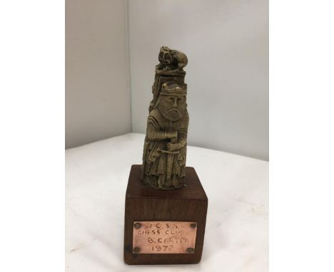 A CHESS TROPHY AWARDED TO B CARTER 1972 FROM THE W.C.S.S. CHESS CLUB 