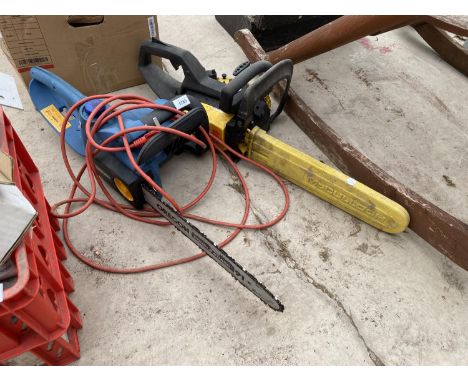A PETROL ENGINE MCCULLOCH CHAINSAW AND A FURTHER WORKZONE ELECTRIC CHAINSAW 