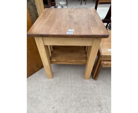 A MODERN TWO TIER LAMP TABLE, 20" SQUARE 