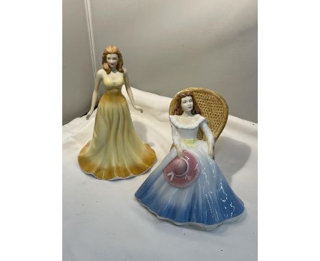 TWO ROYAL DOULTON FIGURES TO INCLUDE THE GEMSTONE COLLECTION OCTOBER OPAL AND PRETTY LADIES ANNABEL 