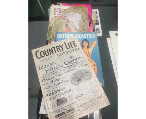A COLLECTION OF ITEMS TO INCLUDE VINTAGE MAGAZINES - COUNTRY LIFE, ETC, THEATRE PROGRAMMES, ROYALTY BOOKS/MAGAZINES PLUS A PH