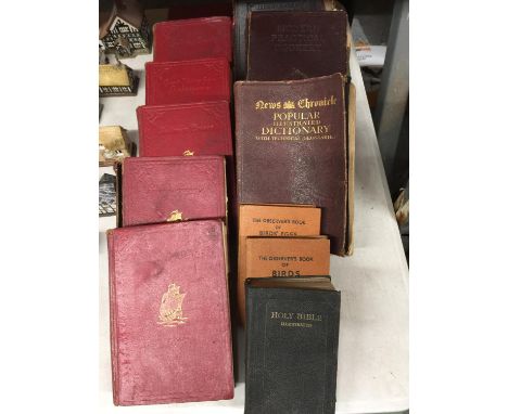 A COLLECTION OF VINTAGE BOOKS TO INCLUDE OBSERVERS BOOKS, DICTIONARY, BLACK BEAUTY, ROBINSON CRUSOE, GULLIVERS TRAVELS, ETC 
