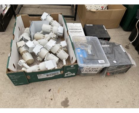 TWO MAPLIN REGULATED POWER SUPPLY UNITS AND AN ASSORTMENT OF ILUMA LIGHT FITTINGS ETC 