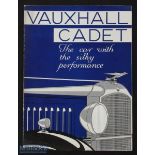 The Vauxhall Cadet 1933 sales brochure - large poster size multicoloured brochure illustrating and
