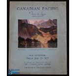 Canadian Pacific "Seven Weeks Tour De Luxe 1927 - From Liverpool by SS Montleare to Toronto, Train