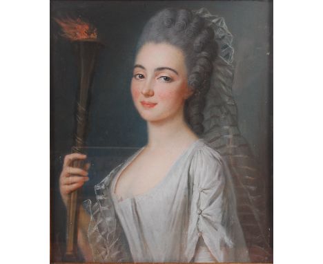 Late 18th century French school - Portrait of a lady as Liberty, pastel, 57 x 49cm, gallery label verso for Miles Wynn Cato, 