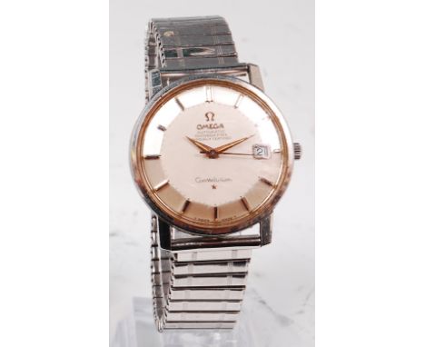 A gents Omega Constellation steel cased automatic chronometer wristwatch, having signed silvered dial with raised baron marke