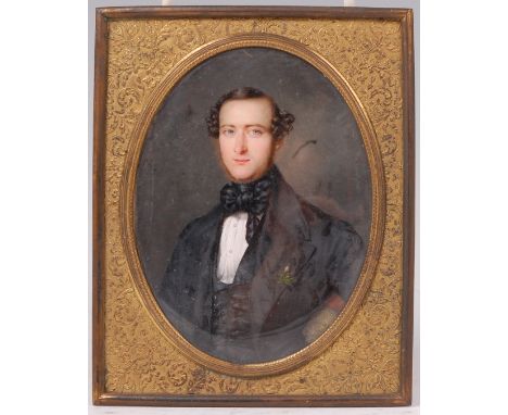 Louis Melignan (Fr. c1780-1839) - Half length portrait of a gentleman, wearing black coat, waistcoat, white chemise and black