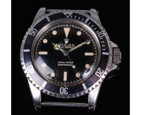 A rare gentlemans stainless steel Rolex Oyster Perpetual Submariner bracelet watch, circa 1966, ref. 5512, having a signed bl