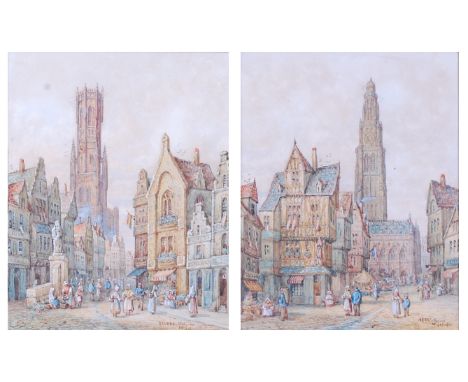 Henry Thomas Schafer - Pair; Bruges in Belgium and Arras in France, watercolours with body colour, each signed and titled low