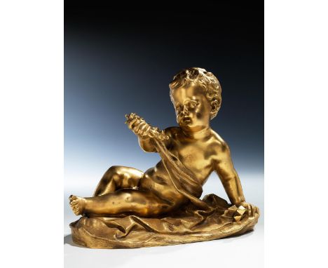 Französischer Bildhauer des 18. JahrhundertsCHRISTUS ALS KINDHöhe: 27,5 cm.Bronze, gegossen, ziseliert und vergoldet. Auf obl