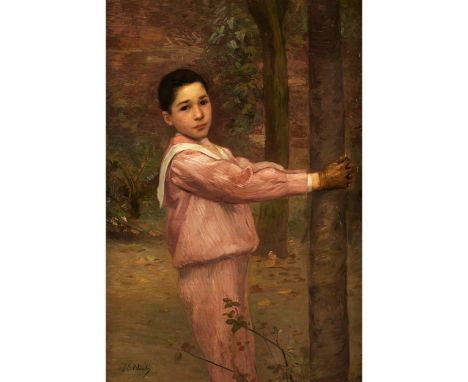 Jacues-Émile Blanche, 1861 Paris – 1942 Offranville, zug.PORTRAIT EINES JUNGEN IN HELLROTEM MATROSENANZUG Öl auf Leinwand. 13