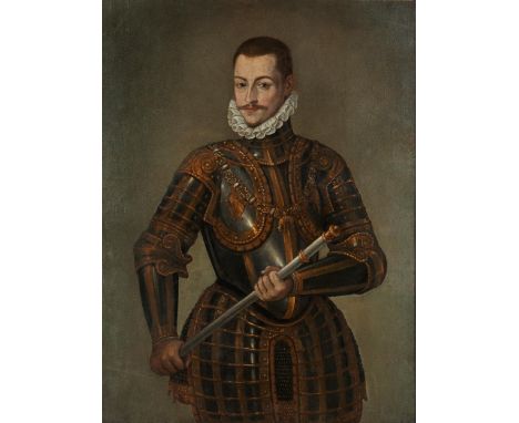 Hofmalerwerkstätte des ausgehenden 16. JahrhundertsPORTRAITBILDNIS Öl auf Leinwand. Doubliert. 119 x 89 cm.Großes Portraitbil