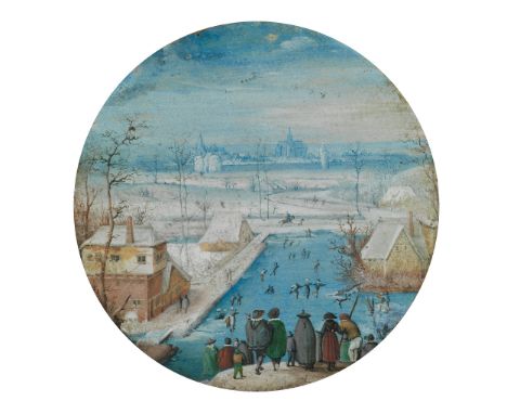 Hans Bol, 1534 Mechelen – 1593 AmsterdamMINIATURtondo Durchmesser: 6,3 cm. Verso feine Holzabdeckelung mit schwarzem Lacksieg