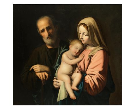 Giovanni Battista Salvi, genannt „Sassoferrato“, 1609 Sassoferrato – 1685 Rom, zug.DIE HEILIGE FAMILIE Öl auf Leinwand. Doubl