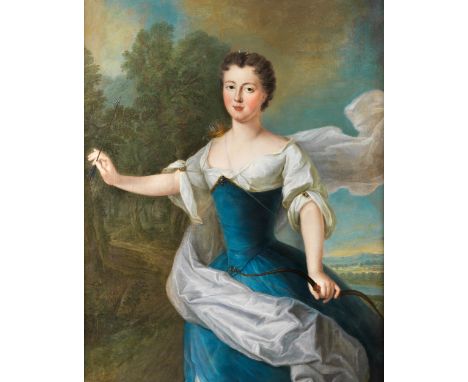 Pierre Gobert, 1662 – 1744, zug.BILDNIS der Louise Françoise de Bourbon ALS DIANA Öl auf Leinwand. Doubliert. 118 x 93 cm. In
