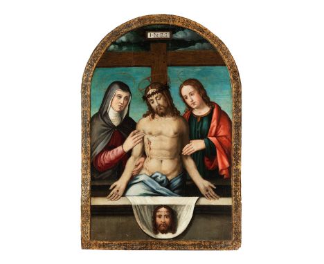 Maler der Bologneser Schule des ausgehenden 16. JahrhundertsGRABLEGUNG CHRISTI MIT DEM SCHWEISSTUCH DER VERONIKAÖl auf Holz. 