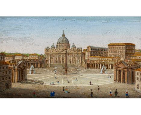Biagio Barzotti,tätig 1835 – 1908, WerkstattMIKROMOSAIK MIT DEM PETERSPLATZ IN ROM19 x 30 cm. Rom, zweite Hälfte 19. Jahrhund