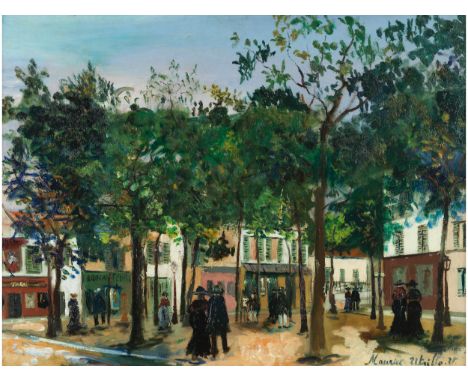 Maurice Utrillo, 1883 Paris – 1955 DaxLA PLACE DU TERTRE À MONTMARTRE, 1920 – 1922 Öl auf Leinwand. 46 x 61 cm. Rechts unten 