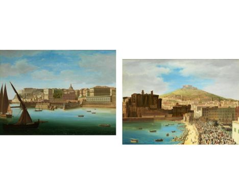 Alessandro D‘Anna, 1743 Palermo – 1810 Napoli, zug.GemäldepaarVEDUTA DELL‘ ARSENALE DI NAPOLI sowie VEDUTA DI NAPOLI CON IL C