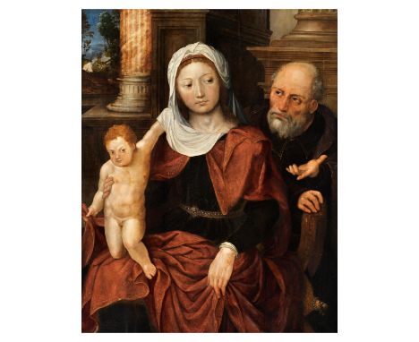 Jan Cornelisz Vermeyen, um 1500 Beverwijk – 1559 Brüssel, zug.Tätig in Flandern und Spanien.DIE HEILIGE FAMILIE Öl auf drei z