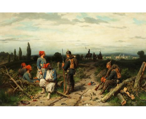 Christian Sell d. Ä., 1831 Altona – 1883 DüsseldorfBEWACHUNG FRANZÖSISCHER ZUAVEN WÄHREND DES KRIEGES 1870/71 Öl auf Leinwand