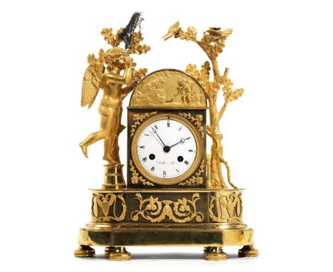 Empire-Uhr mit SchmetterlingsfängerHöhe: 37,5 cm. Zifferblatt signiert „Chailly à Lille“ (Louis Chailly 1731-1795, Grand-Plac