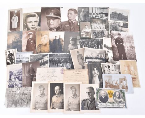 Grouping of Mostly Third Reich Photographs, consisting of snapshot and studio portrait photographs including Waffen-SS exampl