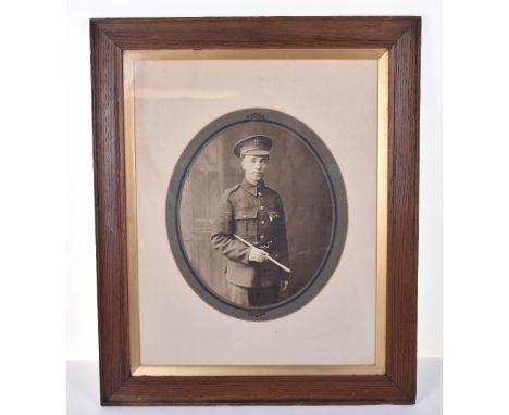 WW1 Manchester Pals Studio Portrait Photograph, fine large frame and glazed photograph of a private soldier in the Manchester