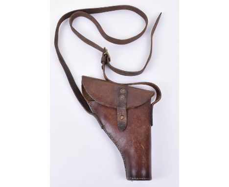 British Webley Flare Pistol Holster, brown leather example complete with the shoulder strap. Generally good condition, no dat