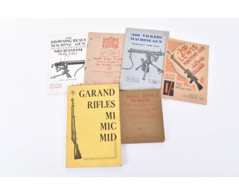 6x Manuals of Machine Guns and Rifles Interest, including Small Arms Manual 1942, Grand Rifles M1 M1C M1D, .300 Lewis Machine
