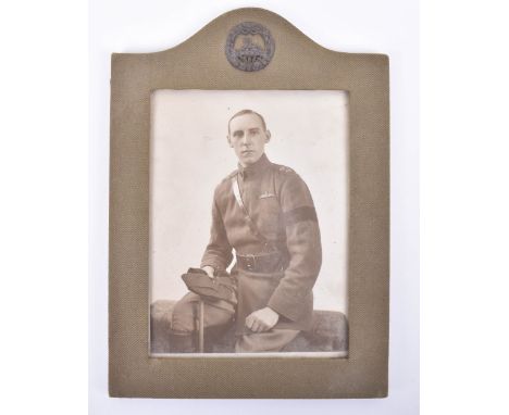 WW1 Framed Photograph of South Wales Borderers and Royal Flying Corps Interest, fine studio portrait photograph of an officer