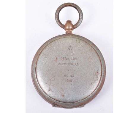 WW1 1918 Dated Compass, small pocket compass stamped to the case with 1918 date broad arrow and “DENNISON BIRMINGHAM VI 80013