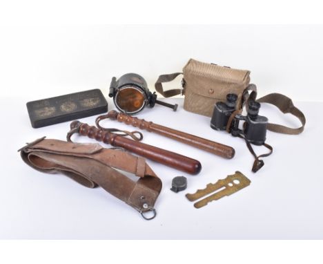 Pair of Military Binoculars, made by Carl Zeiss Jena in British 1937 pattern webbing case dated 1941; 2x turned wooden polish