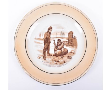 Bruce Bairnsfather “Old Bill” China Plate, made by Grimwade’s Staffordshire. Cartoon to the centre by Bairnsfather showing a 