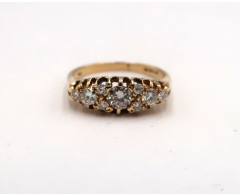 An 18ct gold navette shape diamond ring, diamonds are a very good colour and clarity and well matched, G/H vs1, head size app
