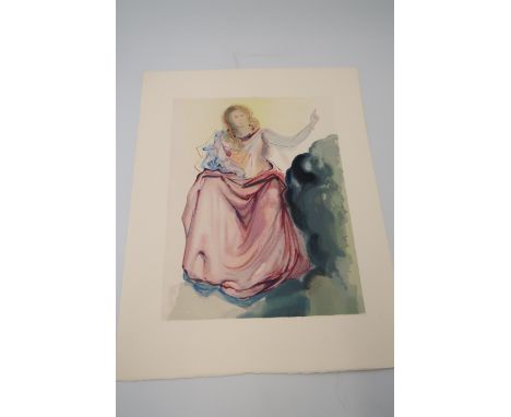 Salvador Dali - Print, unframed - Beatrice Resolves Dante's Doubts Paradise - 19cm x 24cm - unsigned