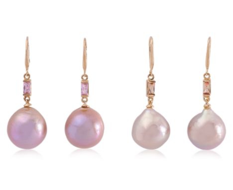 TWO PAIRS OF FRESHWATER CULTURED PEARL EARRINGS
Featuring two pairs of freshwater cultured pearl measuring approximately 11-1