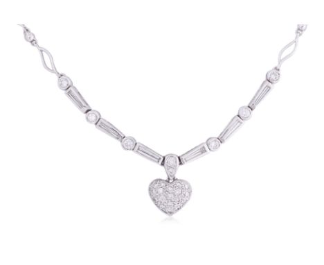 A HIGH KARAT GOLD DIAMOND NECKLACE
Featuring round brilliant cut diamonds totalling approximately 0.55 Cts, mounted in a high