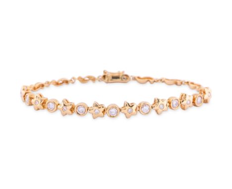 A HIGH KARAT GOLD DIAMOND BRACELET
Featuring round brilliant cut diamonds totalling approximately 0.85 Cts, mounted in a high