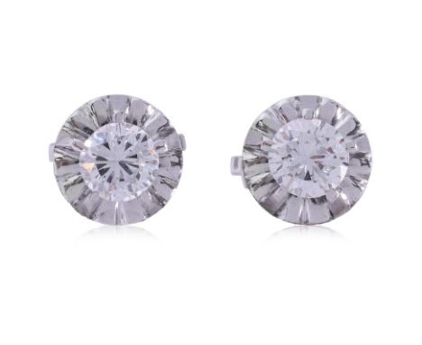 A PAIR OF DIAMOND SCREW-BACK EARRINGS
Featuring a pair of round brilliant cut diamonds totalling approximately 0.50 Cts, moun
